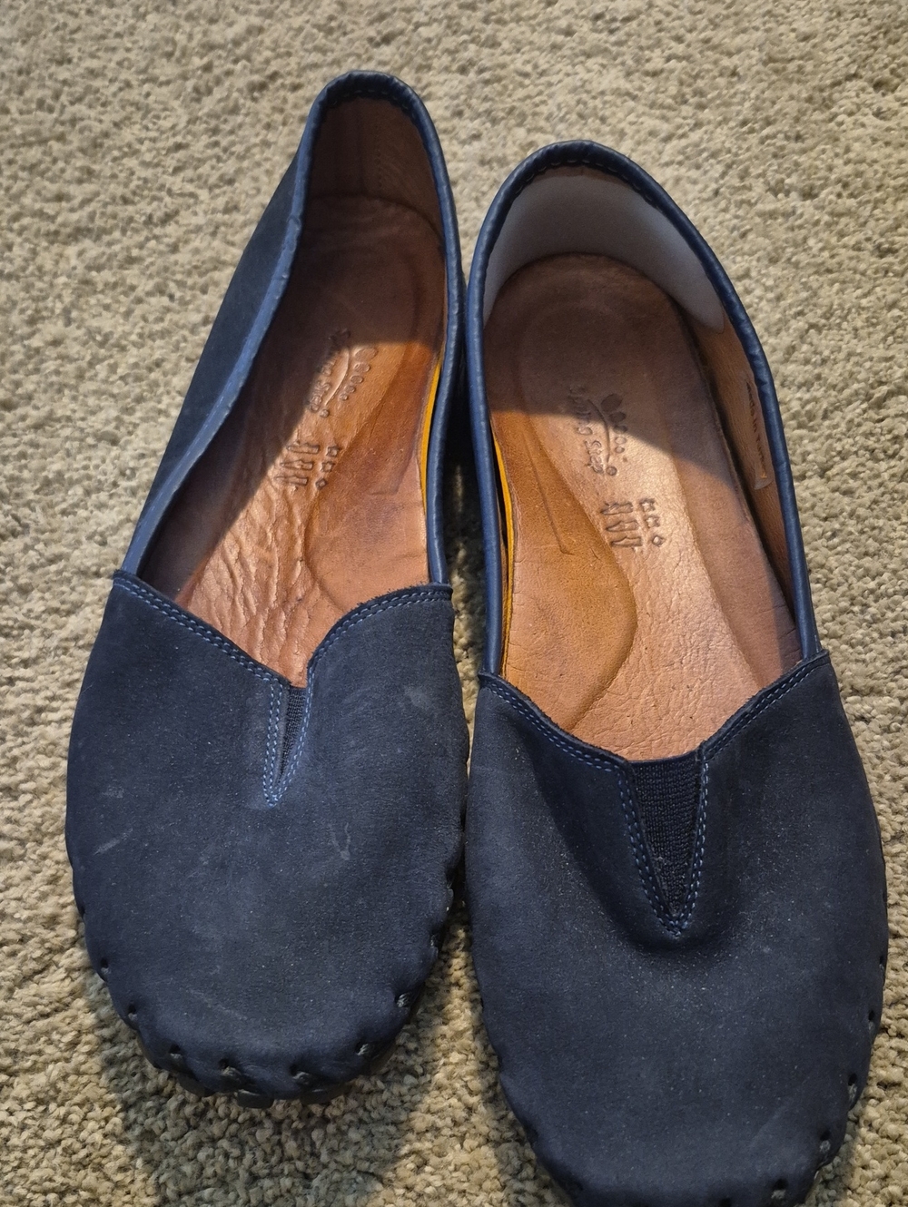 Spring Step Navy Suede Slip-On Flats